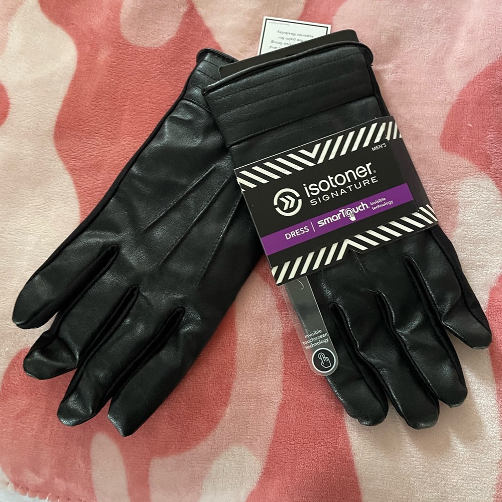 Mens New Isotoner Signature Dress Smart Touch Leather Gloves - Sz L